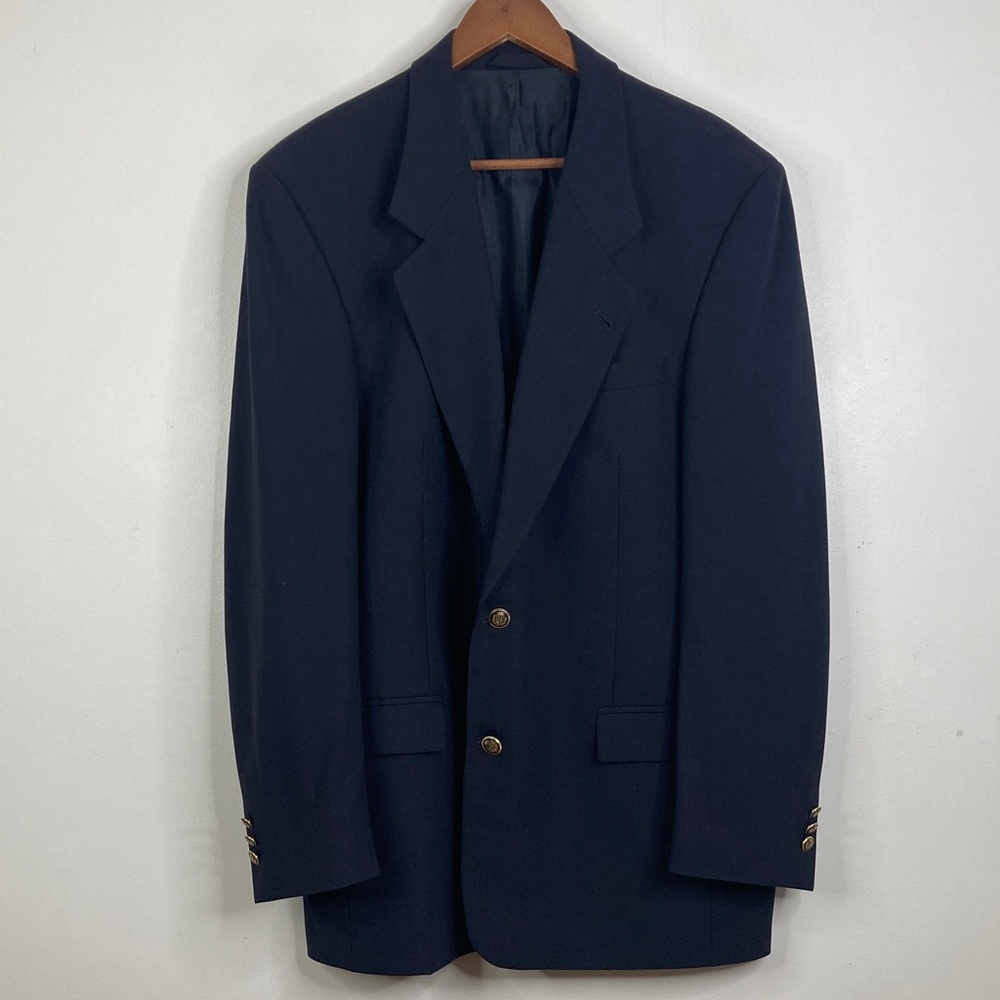 Vintage Tilley Endurables Blazer Mens 42T Black Wool Gold Buttons Made in Canada